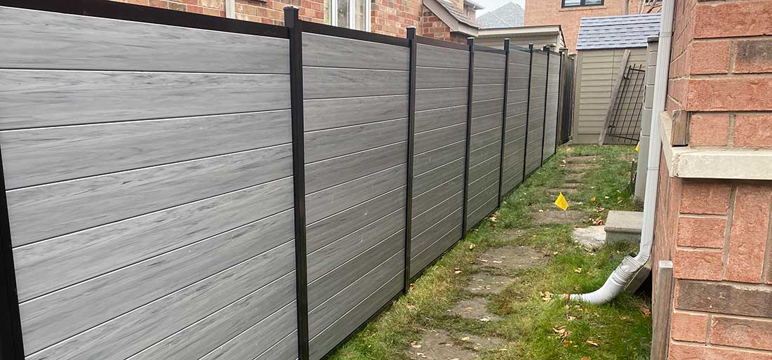 Chai Grey Vinyl Fence-Wood Grain Vinyl Fence Installed in Burlington