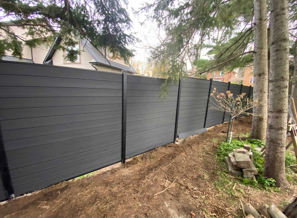 Composite Fence Full Privacy- Dark grey Composite Fence-Composite Privacy Fence -Woodgrain Composite Fence installed in Toronto